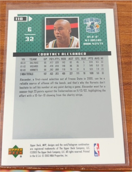 2002-03 Upper Deck #118 Courtney Alexander — front