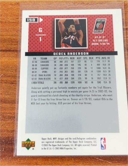 2002-03 Upper Deck #150 Derek Anderson — front