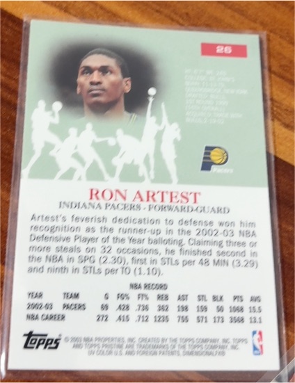 2002-03 Topps #26 Ron Artest — front