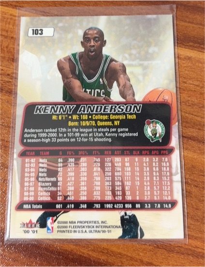 2000-01 Fleer #103 Kenny Anderson — front