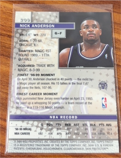 1999 Topps Finest #209 Nick Anderson — front
