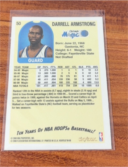 1999 Skybox NBA Hoops #50 Darrell Armstrong — front