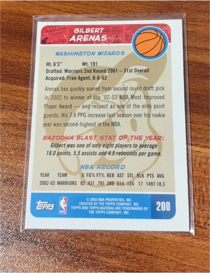 2003-04 Topps Bazooka #200 Gilbert Arenas — front
