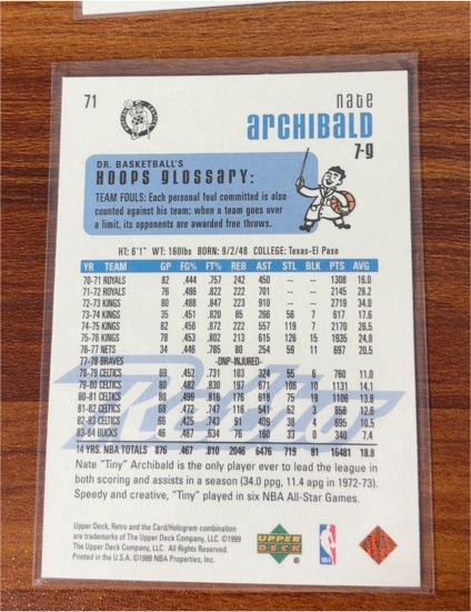 1991 Upper Deck #71 Nate Archibald — front