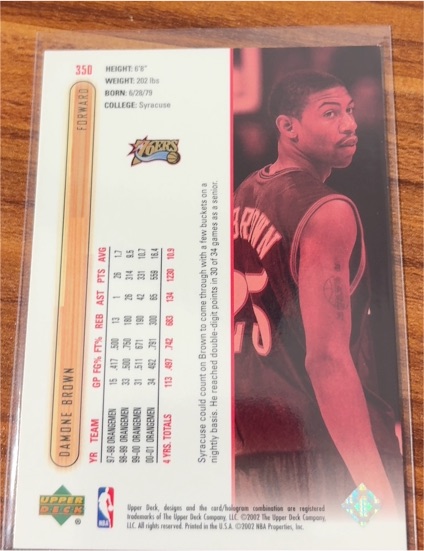 2001-02 Upper Deck #350 Damon Brown — front