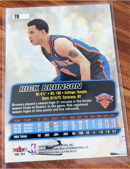 2000 Fleer Ultra #19 Rick Brunson — front