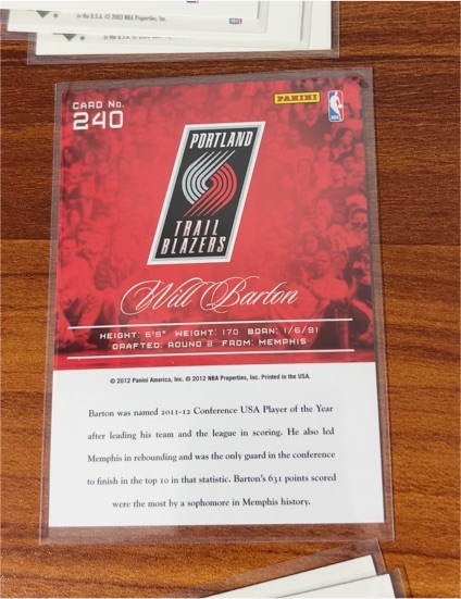 2012 Panini #240 Will Barton — front