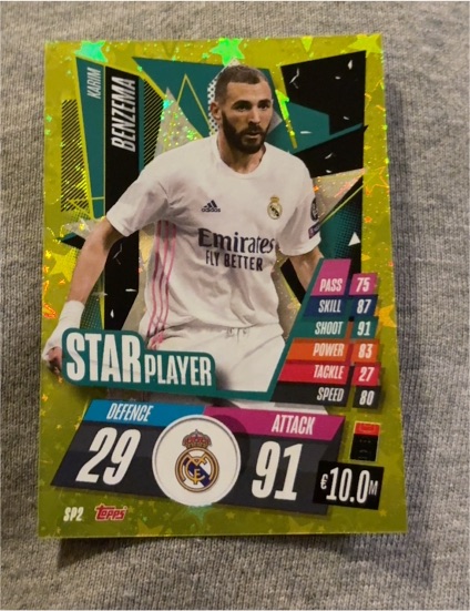 2020-21 Topps Match Attax #SP2 Karim Benzema Gold Star Player — front