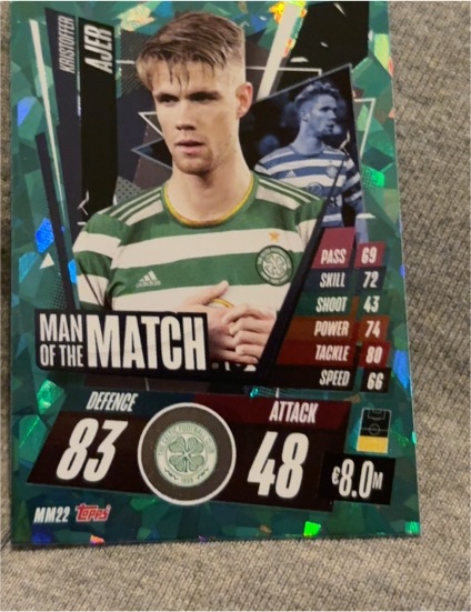 2020-21 Topps Match Attax Man of the Match #MM22 Kristoffer Ajer — front