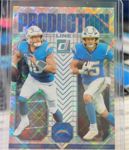 2025 Panini Donruss #13 Justin Herbert / Ladd McConkey Production Line — front