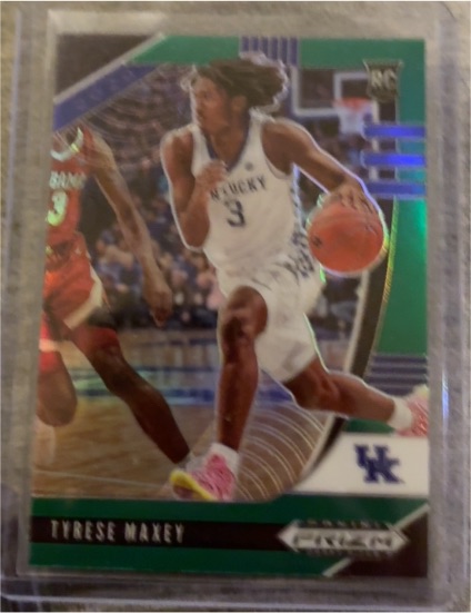 2020 Panini Prizm Draft Picks #14 Tyrese Maxey Green Prizm Rookie Card — front