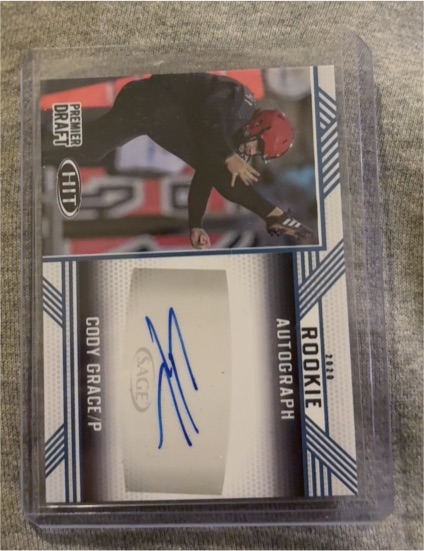 2020 Sage Hit Premier Draft #A91 Cody Grace Rookie Autograph — front
