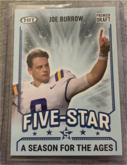 2020 Sage Hit Premier Draft #92 Joe Burrow Five-Star A Season For The Ages Rookie — front