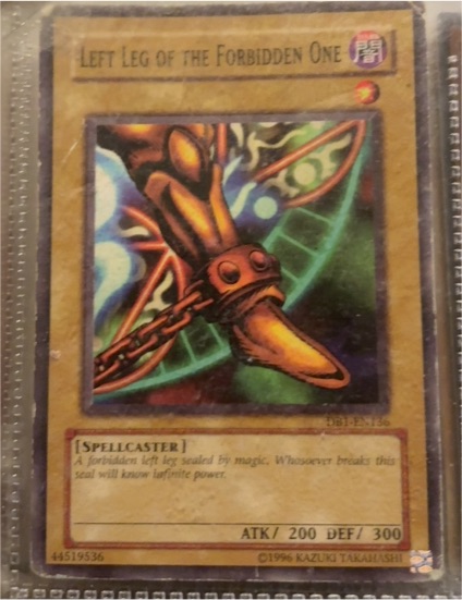 1996 Yu-Gi-Oh! #LOB-121 Left Leg of the Forbidden One — front