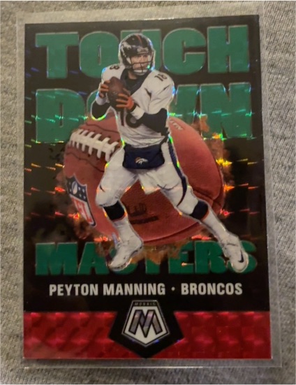 2020 Panini Mosaic #TM10 Peyton Manning Touchdown Masters Green Prizm Broncos — front