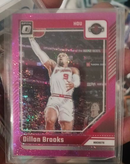 2024-25 Panini Donruss Optic #194 Dillon Brooks Pink Hyper Prizm Houston Rockets — front