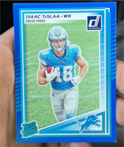 2025 Panini Donruss #338 Isaac Teslaa Press Proof Rated Rookie — front