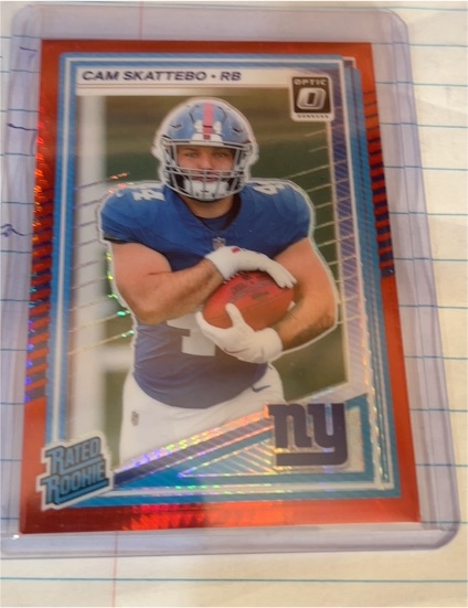 2025 Panini Donruss Optic #228 Cam Skattebo Rated Rookie Red Holo Prizm — front