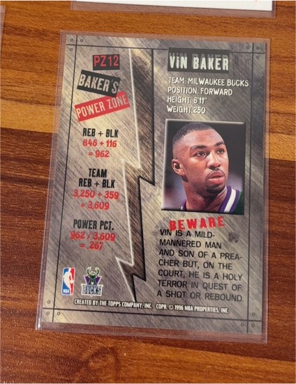 1996 Topps Power Zone #PZ12 Vin Baker — front