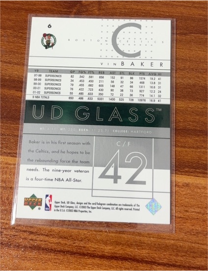 2002-03 Upper Deck Glass #6 Vin Baker — front