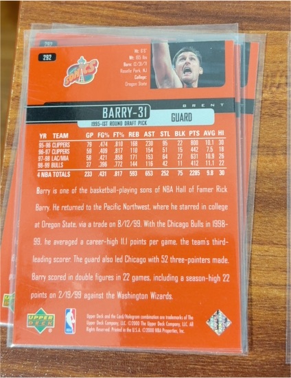1995 Upper Deck #292 Brent Barry — front