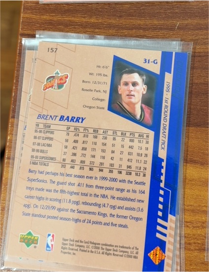 1999 Upper Deck #31-G Brent Barry — front
