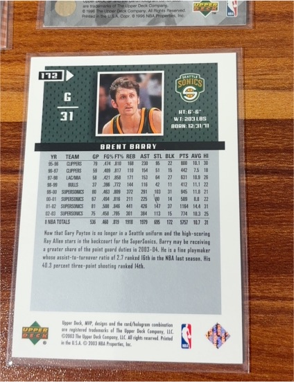 2003 Upper Deck MVP #172 Brent Barry — front