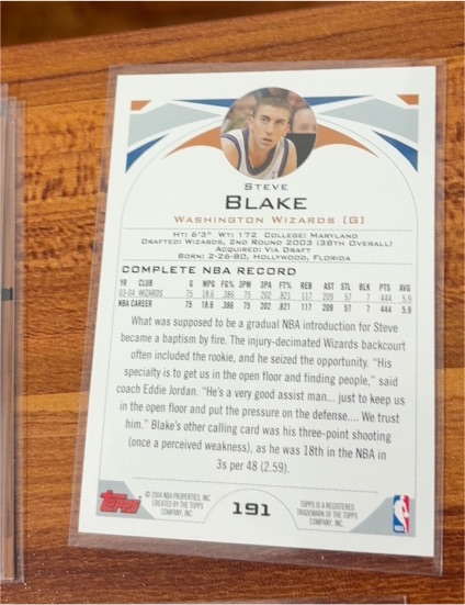 2004-05 Topps #191 Steve Blake - Washington Wizards — front