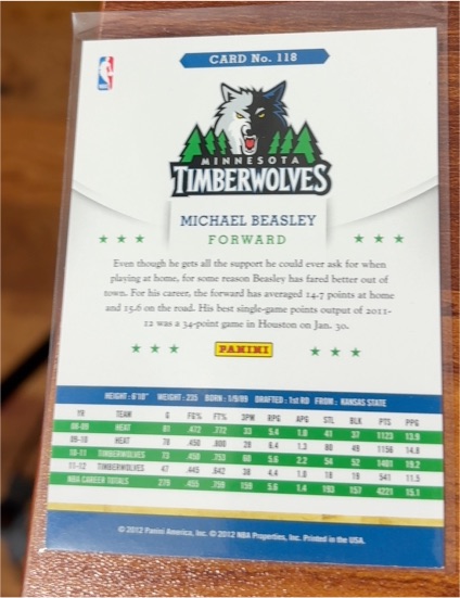 2012 Panini #118 Michael Beasley — front