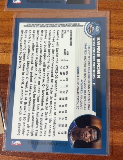 2001-02 Topps Chrome #165 Kwame Brown — front
