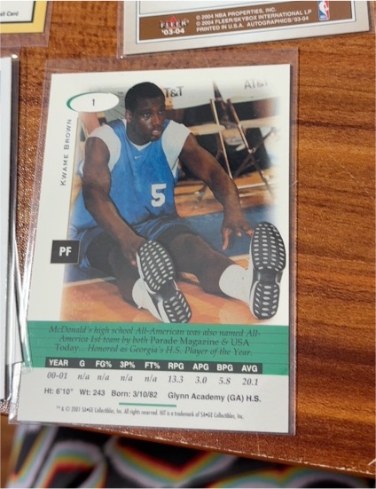2001-02 Fleer Shoebox #1 Kwame Brown — front