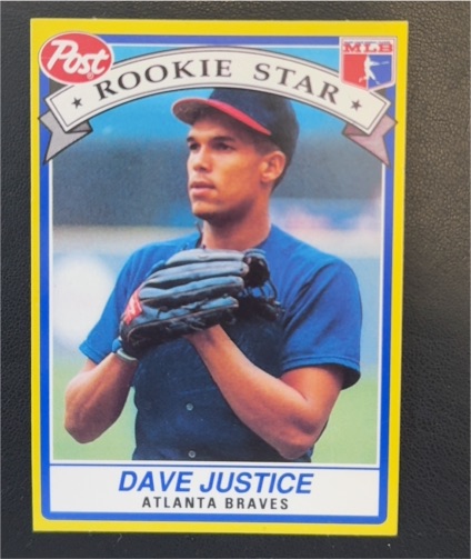 1991 Post Cereal Rookie Star #1 Dave Justice — front