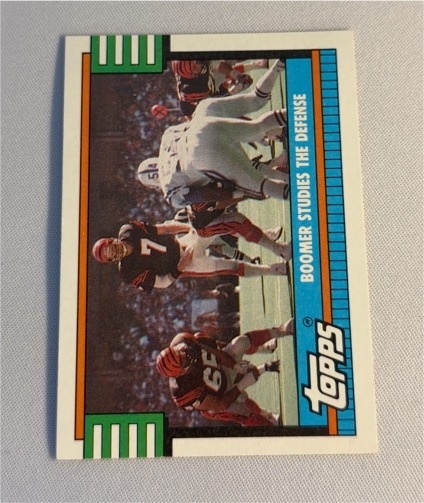 1990 Topps #502 Boomer Studies the Defense Boomer Esiason — front