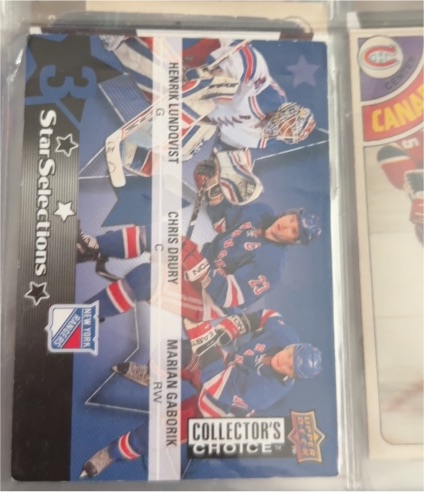 2009-10 Upper Deck Collector's Choice Reserve #220 Marian Gaborik/Henrik Lundqvist/Chris Drury — front