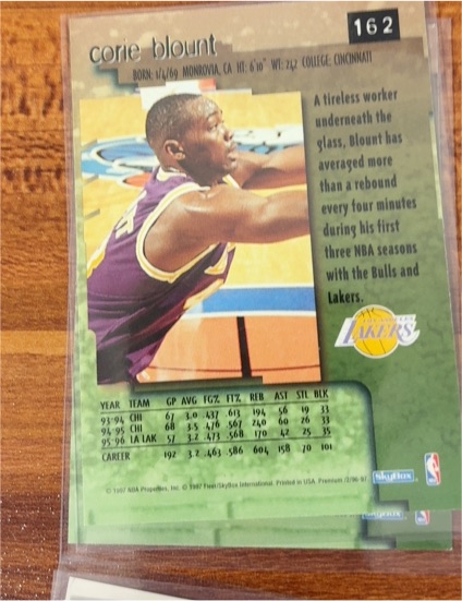 1996-97 SkyBox Premium #162 Corie Blount — front