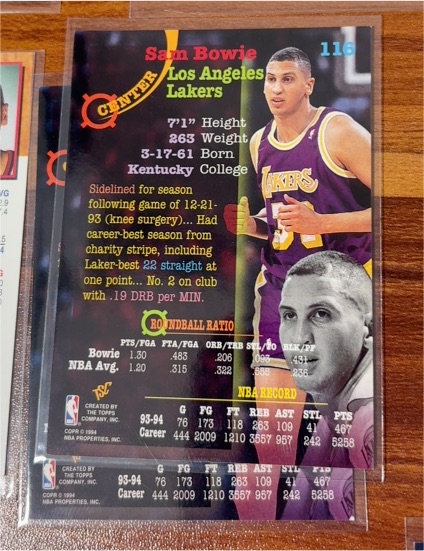 1994-95 Topps Stadium Club #116 Sam Bowie — front