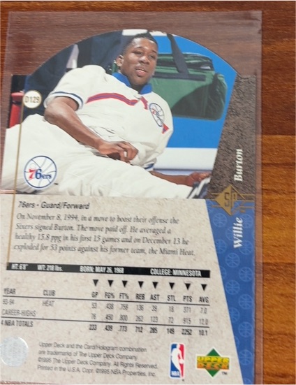 1994-95 SP Die Cut #D129 Willie Burton — front