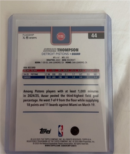 2024-25 Topps #44 Ausar Thompson — front