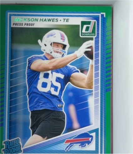 2025 Panini Donruss #357 Jackson Hawes Press Proof Green Rated Rookie — front