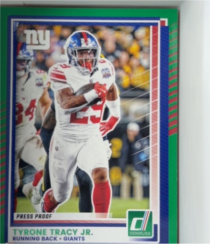 2025 Donruss #5 Tyrone Tracy Jr. Press Proof Green — front