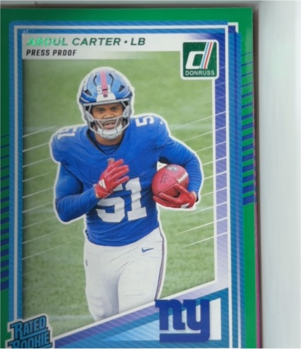 2025 Panini Donruss #315 Abdul Carter Rated Rookie Green Press Proof — front