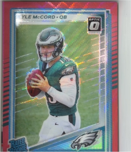 2025 Panini Donruss Optic #325 Kyle McCord Rated Rookie Red Wave Preview — front