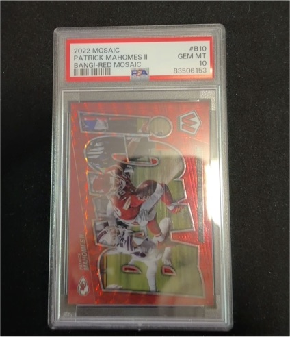 2022 Panini Mosaic #B10 Patrick Mahomes II Bang! Red Mosaic — front