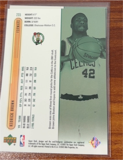 2001-02 Upper Deck #235 Kedrick Brown — front