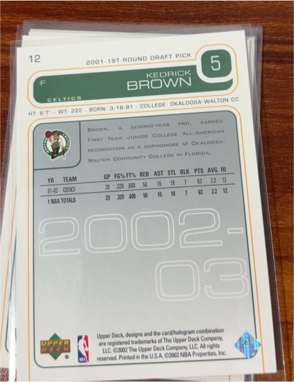 2001 Upper Deck #12 Kedrick Brown — front