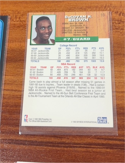 1990 SkyBox #10 DeCovan K. Brown — front