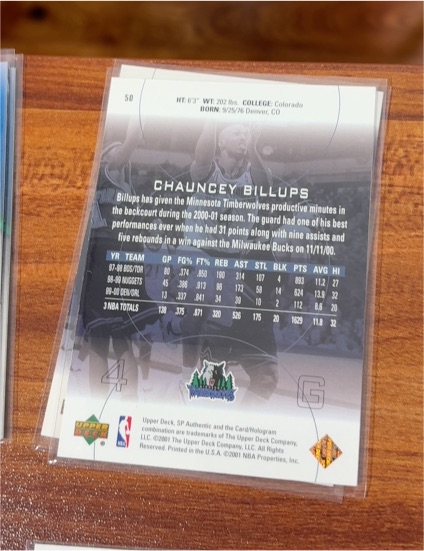 2001-02 Upper Deck #103 Chauncey Billups — front