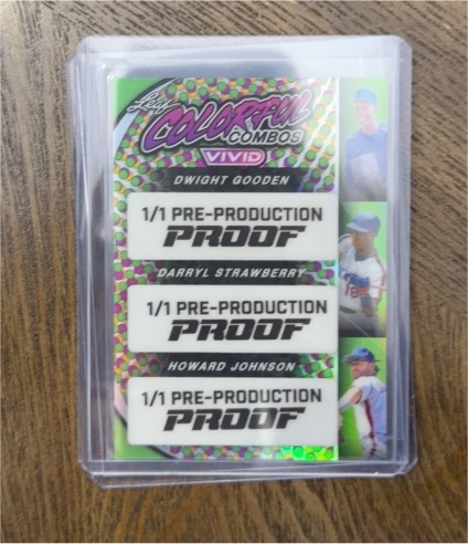 2024 Leaf Vivid Colorful Combos 1/1 Pre-Production Proof Dwight Gooden / Darryl Strawberry / Howard Johnson — front