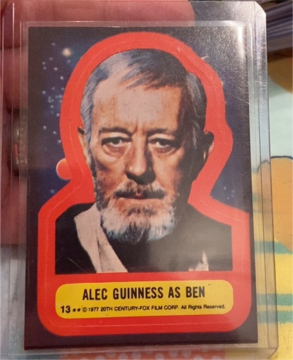 1977 Topps Star Wars Red Stickers #13 Alec Guinness as Ben — front