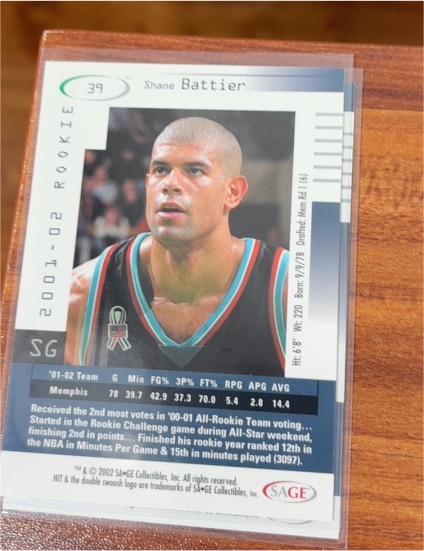 2001-02 SAGE HIT #39 Shane Battier — front